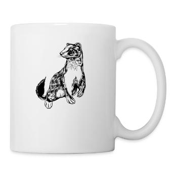 Zeichnung eines Wiesel - Tasse - Weiß - Rechts