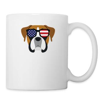 Boxer Dog Patriotic 4. Juli Amerikanische Flagge - Tasse - Weiß - Rechts