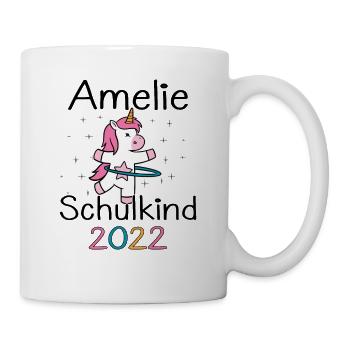 Einschulung 2022 Amelie Einhorn Erstklässler 2022 - Tasse - Weiß - Rechts