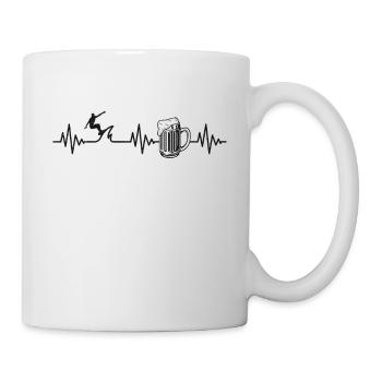 Surfboard Wave Surfer WaterSurfer Beer Heartbeat - Mug blanc - blanc - Droite