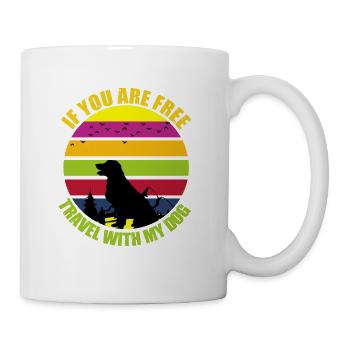 si vous êtes libre de voyager avec mon chien - Mug blanc - blanc - Droite