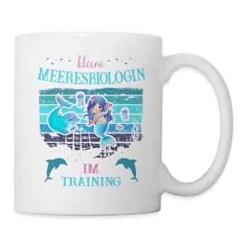 Meerjungfrau und Delfin-Meeresbiologin im Training - Tasse - Weiß - Rechts