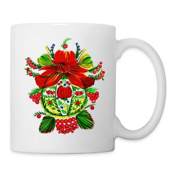 Motanka. Peinture Petrykiwka. - Mug blanc - blanc - Droite