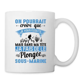 Dans Ma Tête Je Fais De La Plongée Piscine Sport - Mug blanc - blanc - Droite