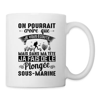 Dans Ma Tête Je Fais De La Plongée Piscine Sport - Mug blanc - blanc - Droite