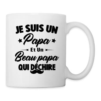 je suis un papa et beau-papa qui déchire - Mug blanc - blanc - Droite