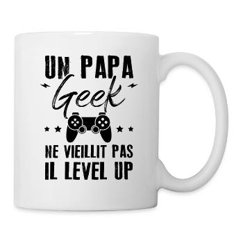 Un papa geek ne vieillit pas il level up - Mug blanc - blanc - Droite