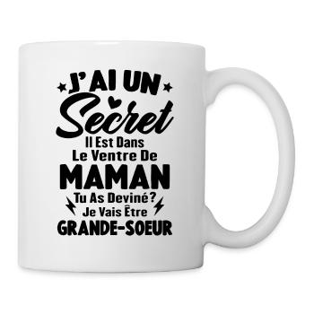 J'ai un secret je vais être grande sœur cadeau - Mug blanc - blanc - Droite