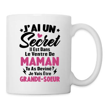 J'ai un secret je vais être grande sœur cadeau - Mug blanc - blanc - Droite