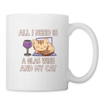 All I Need Is A Glass Of And My Cat Funny Saying - Mug - white - Right