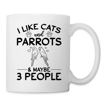 I like cats and parrots & Maybe 3 people - Mug - white - Right