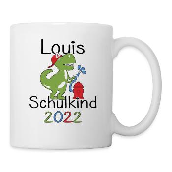Louis 2022 T-Rex Einschulung Erstklässler 2022 - Tasse - Weiß - Rechts