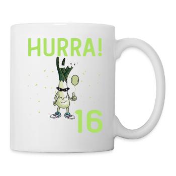 Hurra der Lauch wird 16 - Tasse - Weiß - Rechts