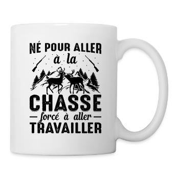 Né Pour Aller À La Chasse Chasser Cadeau Nature - Mug blanc - blanc - Droite