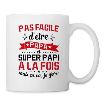 Papa Et Super Papy Fête Des Pères Cadeau De Noël - Mug blanc - blanc - Droite