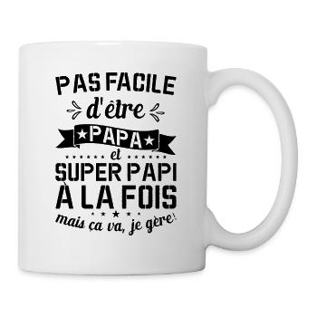 Papa Et Super Papy Fête Des Pères Cadeau De Noël - Mug blanc - blanc - Droite