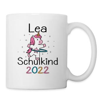 Einschulung 2022 Lea Einhorn Erstklässler 2022 - Tasse - Weiß - Rechts