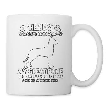 Drôle de grands danois dressant les propriétaires de chiens - Mug blanc - blanc - Droite