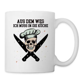 Koch lustiger Spruch Küche Kochmütze Kochmesser - Tasse - Weiß - Rechts