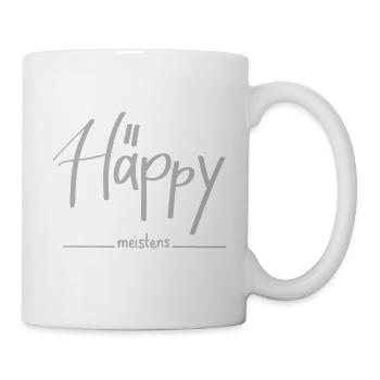 Häppy Meistens - Happy, Humor - Tasse - Weiß - Rechts
