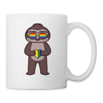 LGBT Tier Faultier Regenbogen - Tasse - Weiß - Rechts
