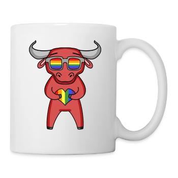 LGBT Tier Stier Regenbogen - Tasse - Weiß - Rechts