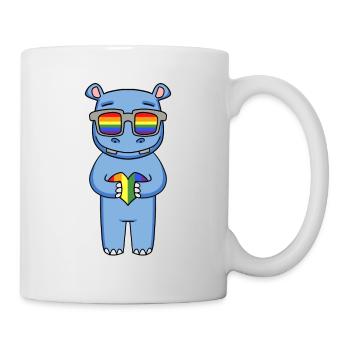 LGBT Tier Nilpferd Regenbogen - Tasse - Weiß - Rechts