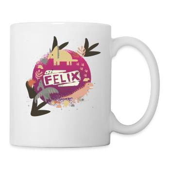 FELIX - Schöner Jungen Name mit süßen Dinosaurier - Tasse - Weiß - Rechts