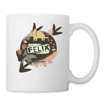 FELIX - Schöner Jungen Name mit süßen Dinosaurier - Tasse - Weiß - Rechts