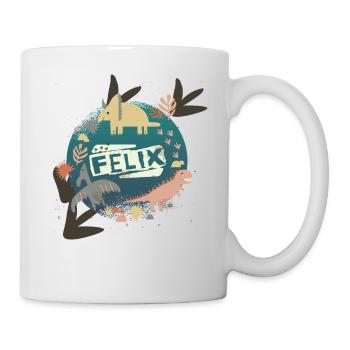 FELIX - Schöner Jungen Name mit süßen Dinosaurier - Tasse - Weiß - Rechts