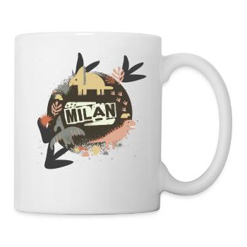 MILAN - Schöner Jungen Name mit süßen Dinosaurier - Tasse - Weiß - Rechts