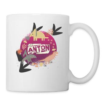 ANTON - Beau nom de garçon avec de mignons dinosaures - Mug blanc - blanc - Droite