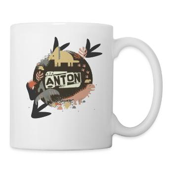 ANTON - Beau nom de garçon avec de mignons dinosaures - Mug blanc - blanc - Droite