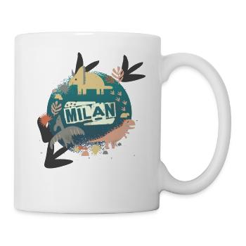 MILAN - Schöner Jungen Name mit süßen Dinosaurier - Tasse - Weiß - Rechts