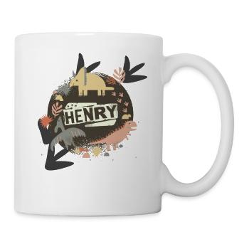 HENRY - Beautiful boy name with cute dinosaurs - Mug - white - Right