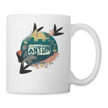 ANTON - Beau nom de garçon avec de mignons dinosaures - Mug blanc - blanc - Droite