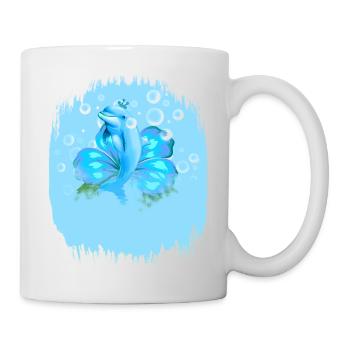 Mystischer Delfin mit Wasserflecken - Tasse - Weiß - Rechts
