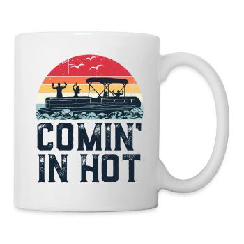 Lustige Pontoon Boat Party Comin 'in Hot Birthday - Tasse - Weiß - Rechts