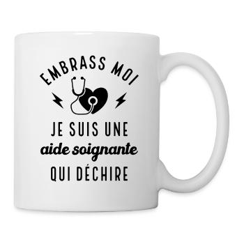 Embrasse moi je suis une aide-soignante cadeau - Mug blanc - blanc - Droite