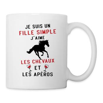 Je suis un fille j'aime les chevaux et les apéros - Mug blanc - blanc - Droite