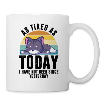Tired Funny Sayings Lazy Kitten Pet Animal Cat - Mug - white - Right