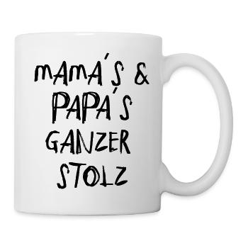mama papa Eltern stolz Kinder babys Schrift - Tasse - Weiß - Rechts