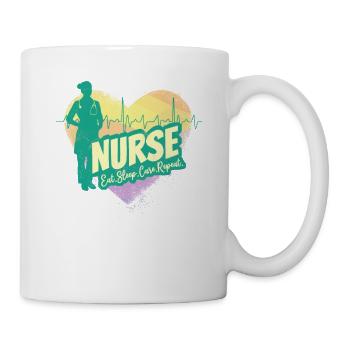 Krankenschwester Herzschlag Vintage Krankenpfleger - Tasse - Weiß - Rechts