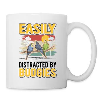 Facilement distrait par les perruches Budgerigar - Mug blanc - blanc - Droite