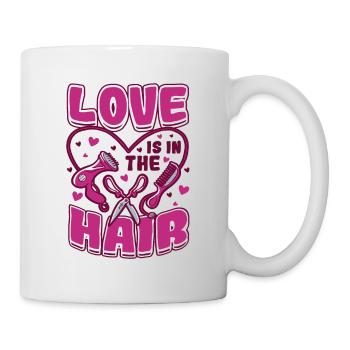 L’amour est dans les cheveux, barbier, coiffeur. - Mug blanc - blanc - Droite