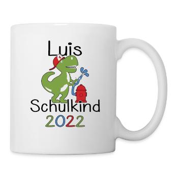 Luis 2022 T-Rex Einschulung Erstklässler 2022 - Tasse - Weiß - Rechts
