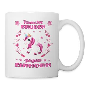 Tausche Bruder gegen Einhorn für Mädchen - Tasse - Weiß - Rechts