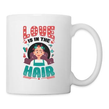 L’amour est dans les cheveux, barbier, coiffeur. - Mug blanc - blanc - Droite