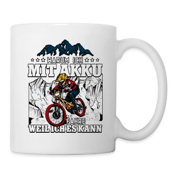 Warum ich mit Akku fahre Pedelec E-Bike - Tasse - Weiß - Rechts