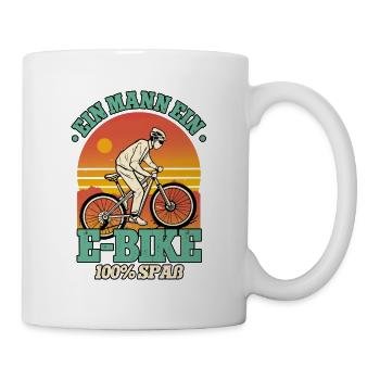 Ein Mann ein E-Bike Pedelec E-Bike - Tasse - Weiß - Rechts